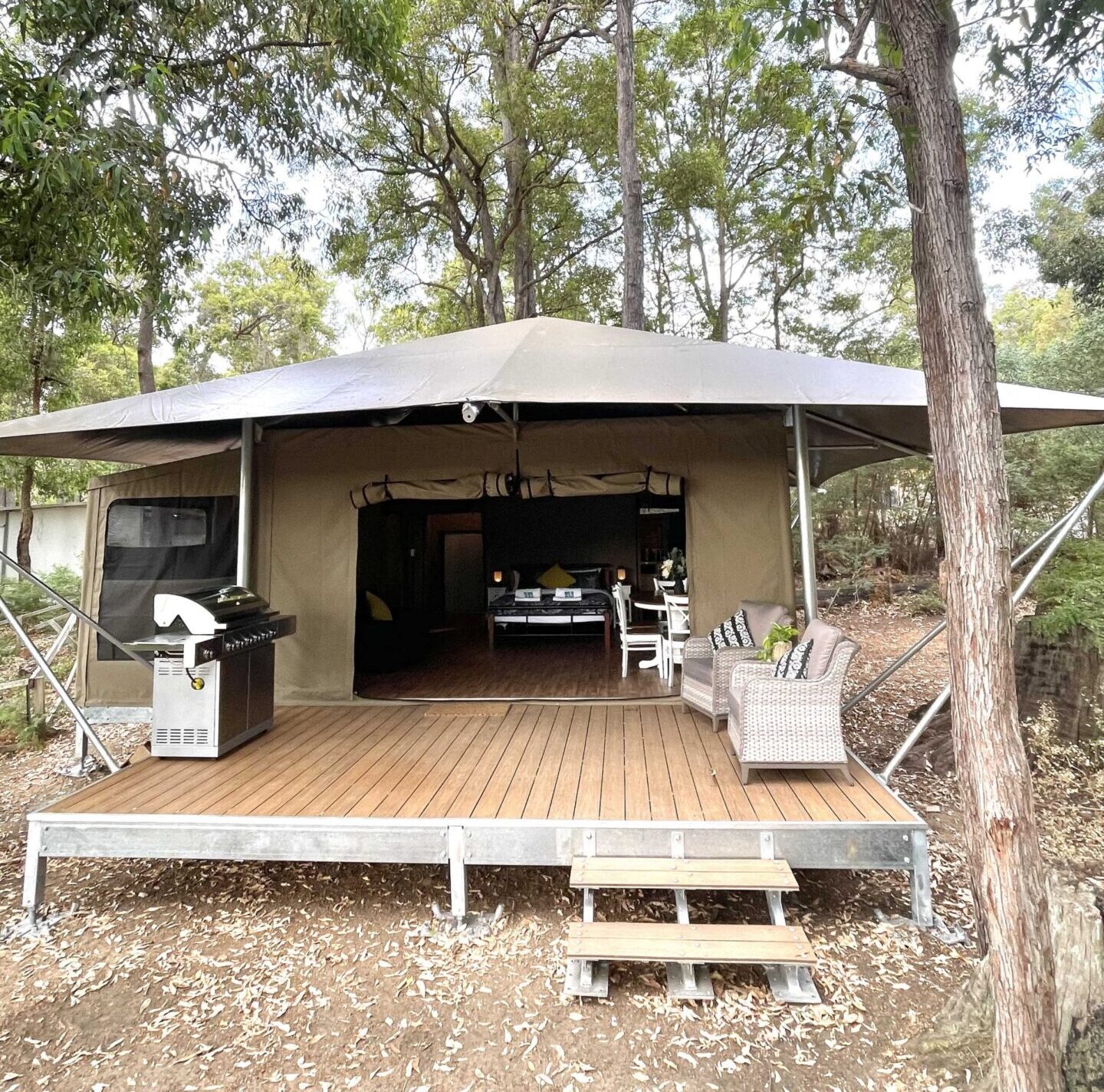 Lake Brockman Glamping external with deck