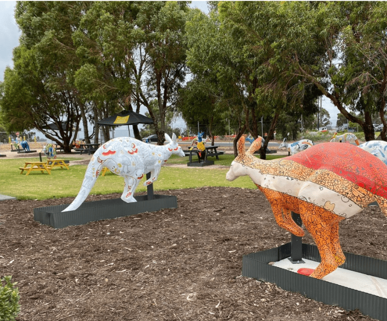 Image of Kanga Art in the garden at Miami Bakehouse