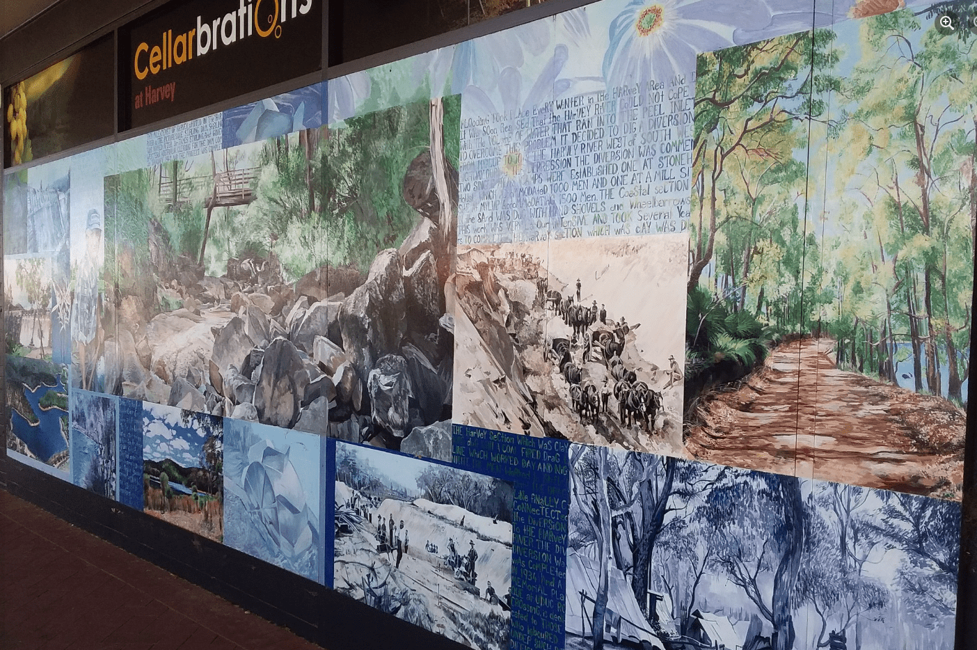 Image of the Mainstreet Mural outside the Celebrations store on Uduc Road in Harvey.