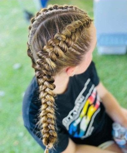 Image of a girls Dutch braids