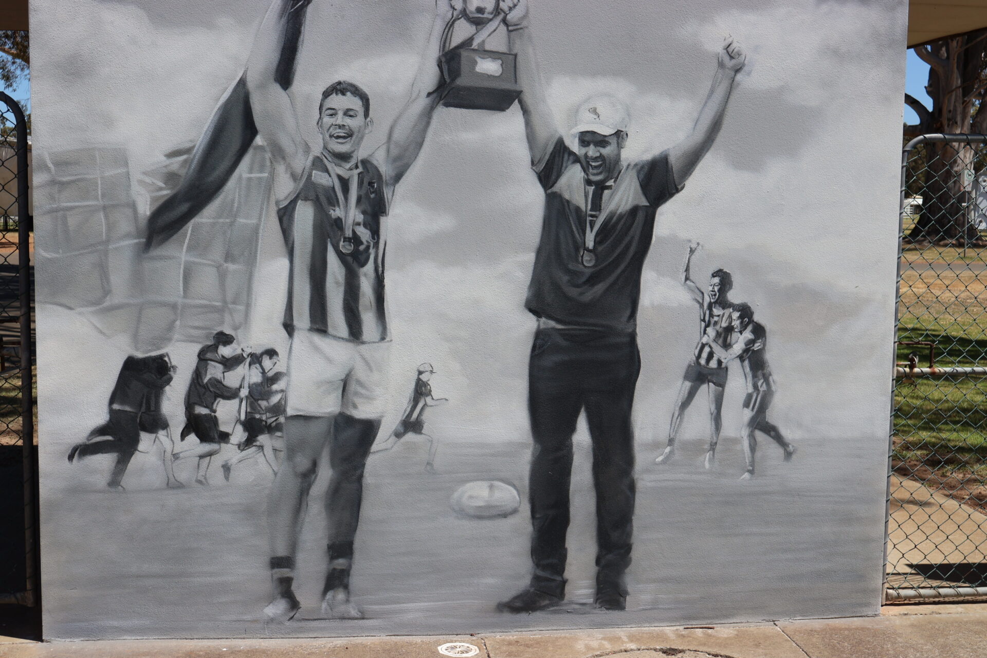 A mural depicting an AFL grand final